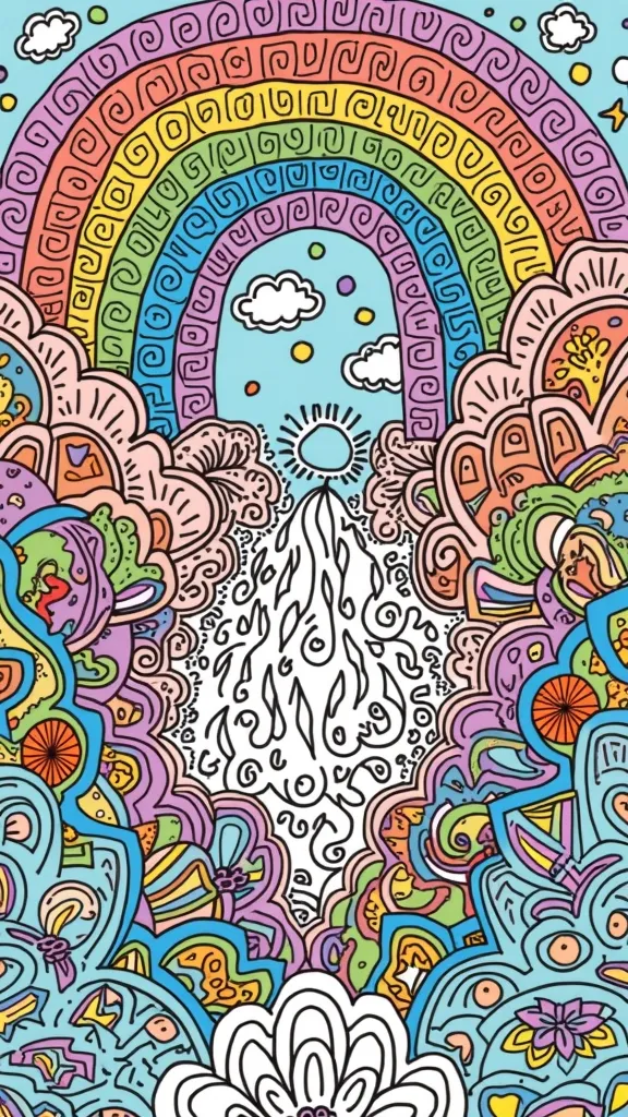 rainbow coloring pages for adults